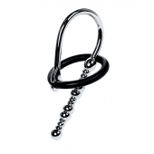 Серебристый уретральный плаг-бусины TOYFA Metal с мягким фиксириющим кольцом - ToyFa - купить с доставкой в Салавате