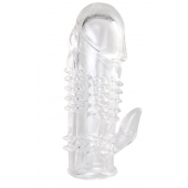 Прозрачная гелевая насадка с шипами и клиторальным отростком - 13 см. - Toyfa Basic - в Салавате купить с доставкой Прозрачная гелевая насадка с шипами и клиторальным отростком - 13 см. - Toyfa Basic - в Салавате купить с доставкой