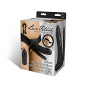 Полый страпон с двумя отростками и вибрацией Unisex Vibrating Hollow Strap-On Double Penetrating Dildo - 17,8 см. - Lux Fetish - купить с доставкой в Салавате