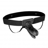 Полый страпон с двумя отростками и вибрацией Unisex Vibrating Hollow Strap-On Double Penetrating Dildo - 17,8 см. - Lux Fetish - купить с доставкой в Салавате