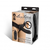 Чёрный полый страпон с вибрацией Unisex Vibrating Hollow Strap-On - 14 см. - Lux Fetish - купить с доставкой в Салавате