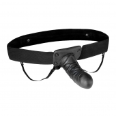 Чёрный полый страпон с вибрацией Unisex Vibrating Hollow Strap-On - 14 см. - Lux Fetish - купить с доставкой в Салавате