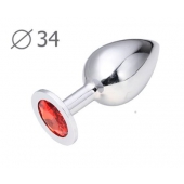 Коническая серебристая анальная втулка с красным кристаллом - 8,2 см. - Anal Jewelry Plug - купить с доставкой в Салавате