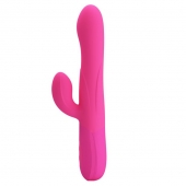 Розовый вибратор Douglas с клиторальным отростком и функцией расширения - 24,9 см. - Baile