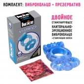 Голубое эрекционное виброкольцо Luxe VIBRO  Дьявол в доспехах  + презерватив - Luxe - в Салавате купить с доставкой