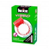 Розовое эрекционное виброкольцо Luxe VIBRO  Поцелуй стриптизёрши  + презерватив - Luxe - в Салавате купить с доставкой