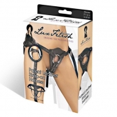 Черные трусики для страпона из патентованной кожи - Lux Fetish - купить с доставкой в Салавате