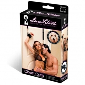 Черные фиксаторы с креплением к двери - Lux Fetish - купить с доставкой в Салавате