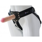 Черный пояс-трусики с насадкой  Гламур Dana  - 15,5 см. - LOVETOY (А-Полимер) - купить с доставкой в Салавате