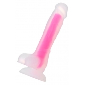 Прозрачно-розовый фаллоимитатор, светящийся в темноте, Clark Glow - 22 см. - ToyFa купить с доставкой в интернет-магазине Orgasmix в Салавате Прозрачно-розовый фаллоимитатор, светящийся в темноте, Clark Glow - 22 см. - ToyFa