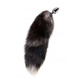 Серебристая металлическая анальная втулка с хвостом чернобурой лисы - размер S - ToyFa - купить с доставкой в Салавате