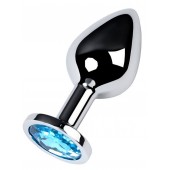 Серебристая конусовидная анальная пробка с голубым кристаллом - 8 см. - ToyFa - купить с доставкой в Салавате