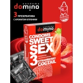 Презервативы для орального секса DOMINO Sweet Sex с ароматом клубничного коктейля  - 3 шт. - Domino - купить с доставкой в Салавате