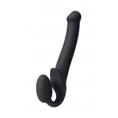Черный безремневой страпон Silicone Bendable Strap-On M - Strap-on-me - купить с доставкой в Салавате