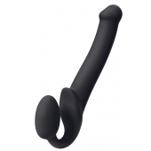 Черный безремневой страпон Silicone Bendable Strap-On M - Strap-on-me - купить с доставкой в Салавате