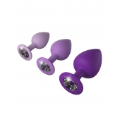 Набор из 3 фиолетовых анальных пробок со стразами Little Gems Trainer Set - Pipedream - купить с доставкой в Салавате