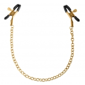 Чёрные с золотом зажимы на соски Gold Chain Nipple Clamps - Pipedream - купить с доставкой в Салавате