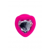 Розовая анальная втулка Diamond Heart с прозрачным кристаллом - 9,5 см. - ToyFa - купить с доставкой в Салавате