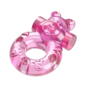 Розовое эрекционное виброкольцо на пенис Pink Bear - Baile - в Салавате купить с доставкой