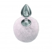 Серебристая анальная пробка с белым пушистым хвостиком Twinkle - Lola Games - купить с доставкой в Салавате