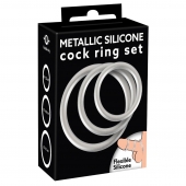 Набор из 3 эрекционных колец под металл Metallic Silicone Cock Ring Set - Orion - в Салавате купить с доставкой