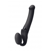 Черный безремневой вибрострапон Silicone Bendable Strap-On M - Strap-on-me - купить с доставкой в Салавате