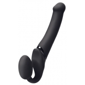Черный безремневой вибрострапон Silicone Bendable Strap-On M - Strap-on-me - купить с доставкой в Салавате