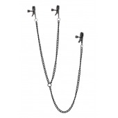 Черные зажимы на соски и клитор на цепочке DELUXE NIPPLE   CLIT CLAMPS - Dream Toys - купить с доставкой в Салавате