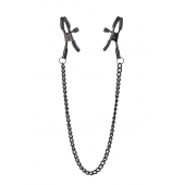 Черные зажимы на соски на цепочке BLAZE DELUXE NIPPLE CLAMPS - Dream Toys - купить с доставкой в Салавате