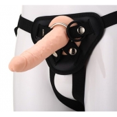 Телесный страпон на черных трусиках STRAP ON REAL DILDO - 20 см. - Dream Toys - купить с доставкой в Салавате