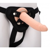 Телесный страпон на черных трусиках STRAP ON REAL DILDO - 20 см. - Dream Toys - купить с доставкой в Салавате