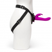 Лиловый страпон Rechargeable Vibrating Strap-On Harness Set - 17,6 см. - Happy Rabbit - купить с доставкой в Салавате