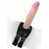 Черный узкий пояс на бедро с телесной насадкой - LOVETOY (А-Полимер) - купить с доставкой в Салавате