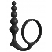 Черная анальная цепочка с эрекционным кольцом Ass-gasm Cockring Anal Beads - Pipedream - в Салавате купить с доставкой