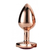 Золотистая анальная втулка с кристаллом-сердечком розового цвета - 7,1 см. - Dream Toys - купить с доставкой в Салавате