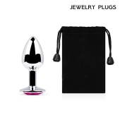 Серебристая анальная пробка с малиновым кристаллом - 7,2 см. - Anal Jewelry Plug - купить с доставкой в Салавате