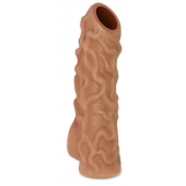 Телесная насадка с венками и открытой головкой Nude Sleeve L - 14 см. - KOKOS - в Салавате купить с доставкой