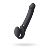 Черный безремневой вибрострапон Vibrating Bendable Strap-On L - Strap-on-me - купить с доставкой в Салавате