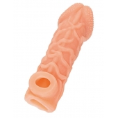 Телесная закрытая насадка с венками Cock Sleeve Size S - 13,8 см. - KOKOS - в Салавате купить с доставкой Телесная закрытая насадка с венками Cock Sleeve Size S - 13,8 см. - KOKOS - в Салавате купить с доставкой