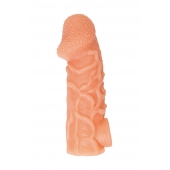 Телесная закрытая насадка с венками Cock Sleeve Size L - 17,6 см. - KOKOS - в Салавате купить с доставкой