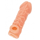 Телесная закрытая насадка с венками Cock Sleeve Size L - 17,6 см. - KOKOS - в Салавате купить с доставкой