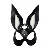 Черная маска зайки с белым мехом на ушках Miss Bunny - БДСМ Арсенал - купить с доставкой в Салавате