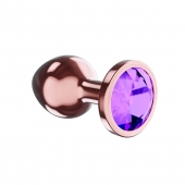 Пробка цвета розового золота с фиолетовым кристаллом Diamond Amethyst Shine S - 7,2 см. - Lola Games - купить с доставкой в Салавате