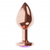 Пробка цвета розового золота с фиолетовым кристаллом Diamond Amethyst Shine S - 7,2 см. - Lola Games - купить с доставкой в Салавате