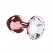 Пробка цвета розового золота с прозрачным кристаллом Diamond Moonstone Shine L - 8,3 см. - Lola Games - купить с доставкой в Салавате