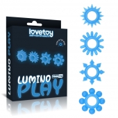 Набор из 4 голубых, светящихся в темноте эрекционных колец Lumino Play - Lovetoy - в Салавате купить с доставкой
