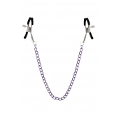 Зажимы для сосков с фиолетовой цепочкой Sweet Caress Nipple Chain - Sweet Caress - купить с доставкой в Салавате