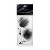 Зажимы на соски с черными пуховыми кисточками Sweet Caress Feather Nipple Clumps - Sweet Caress - купить с доставкой в Салавате