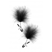 Зажимы на соски с черными пуховыми кисточками Sweet Caress Feather Nipple Clumps - Sweet Caress - купить с доставкой в Салавате