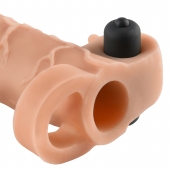 Телесная вибронасадка с кольцом Vibrating Real Feel 2 Extension - 16 см. - Pipedream - в Салавате купить с доставкой